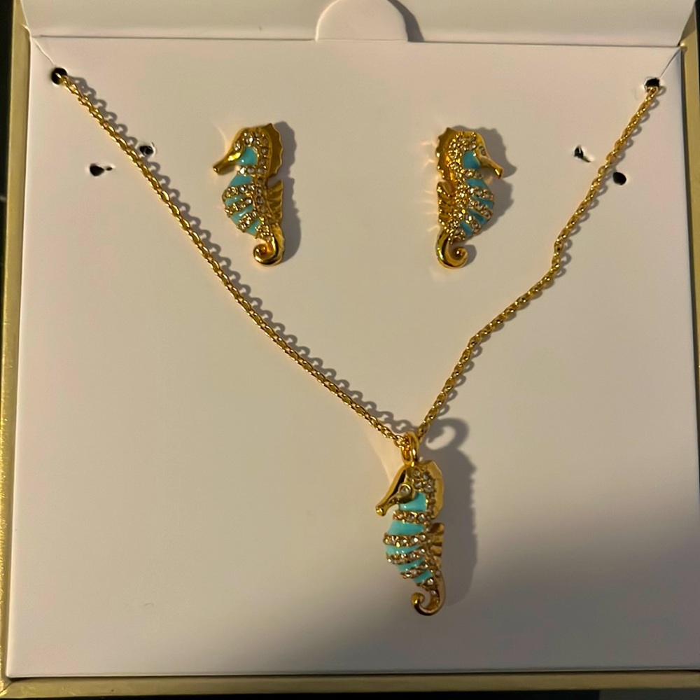 Kate Spade Seahorse Matching Necklace & Earrings